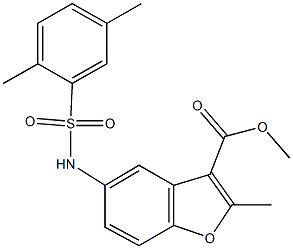 methyl 5-{[(2,5-dimethylphenyl)sulfonyl]amino}-2-methyl-1-benzofuran-3-carboxylate 结构式
