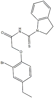 2-(2-bromo-4-ethylphenoxy)-N-(2,3-dihydro-1H-indol-1-ylcarbothioyl)acetamide 结构式