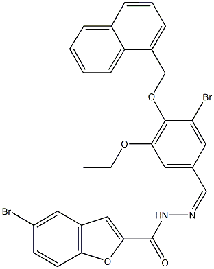 5-bromo-N'-[3-bromo-5-ethoxy-4-(1-naphthylmethoxy)benzylidene]-1-benzofuran-2-carbohydrazide 结构式