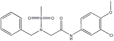 2-[benzyl(methylsulfonyl)amino]-N-(3-chloro-4-methoxyphenyl)acetamide 结构式