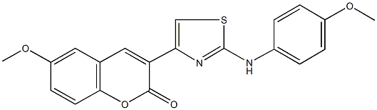 6-methoxy-3-[2-(4-methoxyanilino)-1,3-thiazol-4-yl]-2H-chromen-2-one 结构式