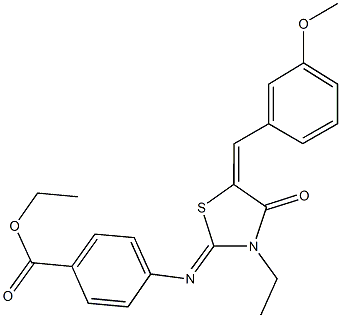 ethyl 4-{[3-ethyl-5-(3-methoxybenzylidene)-4-oxo-1,3-thiazolidin-2-ylidene]amino}benzoate 结构式