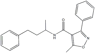 5-methyl-N-(1-methyl-3-phenylpropyl)-3-phenyl-4-isoxazolecarboxamide 结构式