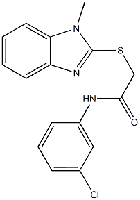 N-(3-chlorophenyl)-2-[(1-methyl-1H-benzimidazol-2-yl)thio]acetamide 结构式