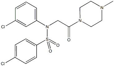 4-chloro-N-(3-chlorophenyl)-N-[2-(4-methyl-1-piperazinyl)-2-oxoethyl]benzenesulfonamide 结构式