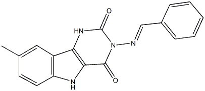 3-(benzylideneamino)-8-methyl-1H-pyrimido[5,4-b]indole-2,4(3H,5H)-dione 结构式