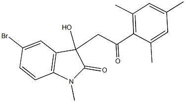 5-bromo-3-hydroxy-3-(2-mesityl-2-oxoethyl)-1-methyl-1,3-dihydro-2H-indol-2-one 结构式