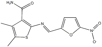 2-[({5-nitro-2-furyl}methylene)amino]-4,5-dimethyl-3-thiophenecarboxamide 结构式