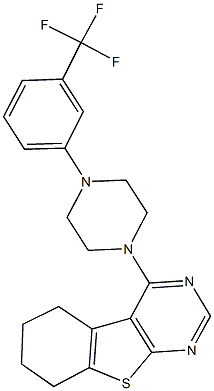 4-{4-[3-(trifluoromethyl)phenyl]-1-piperazinyl}-5,6,7,8-tetrahydro[1]benzothieno[2,3-d]pyrimidine 结构式