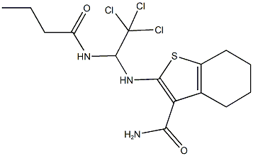2-{[1-(butyrylamino)-2,2,2-trichloroethyl]amino}-4,5,6,7-tetrahydro-1-benzothiophene-3-carboxamide 结构式