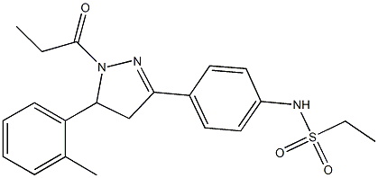 N-{4-[5-(2-methylphenyl)-1-propionyl-4,5-dihydro-1H-pyrazol-3-yl]phenyl}ethanesulfonamide 结构式