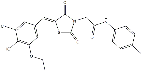 2-[5-(3-chloro-5-ethoxy-4-hydroxybenzylidene)-2,4-dioxo-1,3-thiazolidin-3-yl]-N-(4-methylphenyl)acetamide 结构式