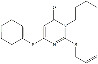 2-(allylsulfanyl)-3-butyl-5,6,7,8-tetrahydro[1]benzothieno[2,3-d]pyrimidin-4(3H)-one 结构式