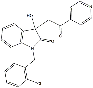 1-(2-chlorobenzyl)-3-hydroxy-3-[2-oxo-2-(4-pyridinyl)ethyl]-1,3-dihydro-2H-indol-2-one 结构式