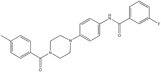 3-fluoro-N-{4-[4-(4-methylbenzoyl)-1-piperazinyl]phenyl}benzamide 结构式