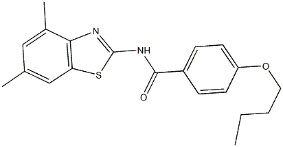 4-butoxy-N-(4,6-dimethyl-1,3-benzothiazol-2-yl)benzamide 结构式