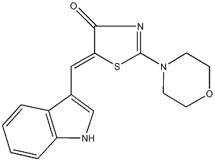 5-(1H-indol-3-ylmethylene)-2-(4-morpholinyl)-1,3-thiazol-4(5H)-one 结构式