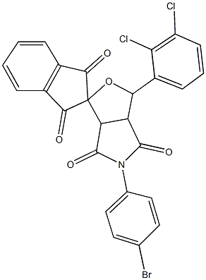 5-(4-bromophenyl)-1-(2,3-dichlorophenyl)-3a,6a-dihydrosprio[1H-furo[3,4-c]pyrrole-3,2'-(1'H)-indene]-1',3',4,6(2'H,3H,5H)-tetrone 结构式
