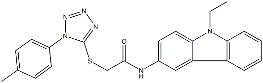 N-(9-ethyl-9H-carbazol-3-yl)-2-{[1-(4-methylphenyl)-1H-tetraazol-5-yl]sulfanyl}acetamide 结构式