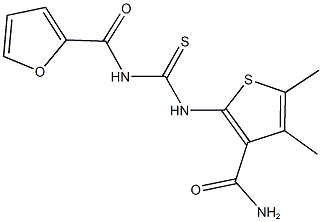 2-{[(2-furoylamino)carbothioyl]amino}-4,5-dimethyl-3-thiophenecarboxamide 结构式