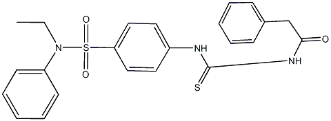 N-ethyl-N-phenyl-4-({[(phenylacetyl)amino]carbothioyl}amino)benzenesulfonamide 结构式