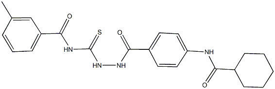 N-[(2-{4-[(cyclohexylcarbonyl)amino]benzoyl}hydrazino)carbothioyl]-3-methylbenzamide 结构式