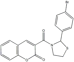 3-{[2-(4-bromophenyl)-1,3-thiazolidin-3-yl]carbonyl}-2H-chromen-2-one 结构式