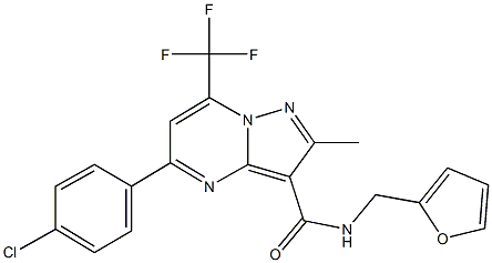 5-(4-chlorophenyl)-N-(2-furylmethyl)-2-methyl-7-(trifluoromethyl)pyrazolo[1,5-a]pyrimidine-3-carboxamide 结构式