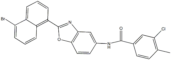 N-[2-(5-bromo-1-naphthyl)-1,3-benzoxazol-5-yl]-3-chloro-4-methylbenzamide 结构式