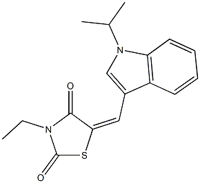 3-ethyl-5-[(1-isopropyl-1H-indol-3-yl)methylene]-1,3-thiazolidine-2,4-dione 结构式