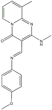 3-{[(4-methoxyphenyl)imino]methyl}-9-methyl-2-(methylamino)-4H-pyrido[1,2-a]pyrimidin-4-one 结构式