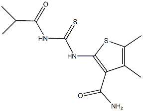 2-{[(isobutyrylamino)carbothioyl]amino}-4,5-dimethyl-3-thiophenecarboxamide 结构式