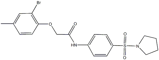 2-(2-bromo-4-methylphenoxy)-N-[4-(pyrrolidin-1-ylsulfonyl)phenyl]acetamide 结构式