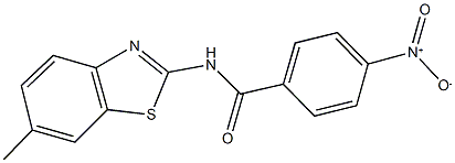 4-nitro-N-(6-methyl-1,3-benzothiazol-2-yl)benzamide 结构式