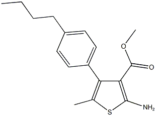 methyl 2-amino-4-(4-butylphenyl)-5-methyl-3-thiophenecarboxylate 结构式