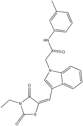 2-{3-[(3-ethyl-2,4-dioxo-1,3-thiazolidin-5-ylidene)methyl]-1H-indol-1-yl}-N-(3-methylphenyl)acetamide 结构式