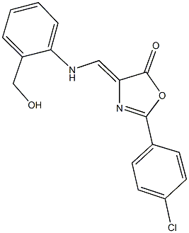 2-(4-chlorophenyl)-4-{[2-(hydroxymethyl)anilino]methylene}-1,3-oxazol-5(4H)-one 结构式