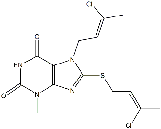 7-(3-chloro-2-butenyl)-8-[(3-chloro-2-butenyl)sulfanyl]-3-methyl-3,7-dihydro-1H-purine-2,6-dione 结构式
