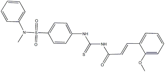 4-[({[3-(2-methoxyphenyl)acryloyl]amino}carbothioyl)amino]-N-methyl-N-phenylbenzenesulfonamide 结构式