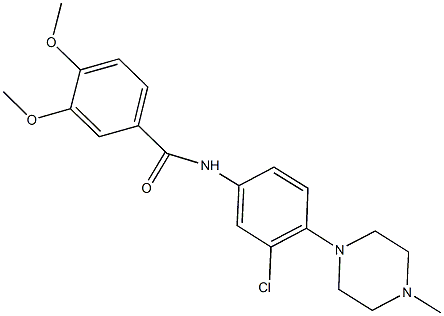 N-[3-chloro-4-(4-methyl-1-piperazinyl)phenyl]-3,4-dimethoxybenzamide 结构式