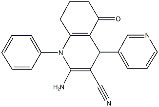 2-amino-5-oxo-1-phenyl-4-pyridin-3-yl-1,4,5,6,7,8-hexahydroquinoline-3-carbonitrile 结构式