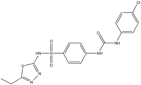 4-{[(4-chloroanilino)carbonyl]amino}-N-(5-ethyl-1,3,4-thiadiazol-2-yl)benzenesulfonamide 结构式