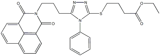 ethyl 4-({5-[3-(1,3-dioxo-1H-benzo[de]isoquinolin-2(3H)-yl)propyl]-4-phenyl-4H-1,2,4-triazol-3-yl}sulfanyl)butanoate 结构式