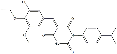 5-(3-chloro-4-ethoxy-5-methoxybenzylidene)-1-(4-isopropylphenyl)-2-thioxodihydro-4,6(1H,5H)-pyrimidinedione 结构式