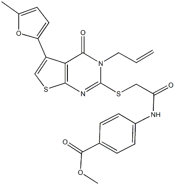 methyl 4-[({[3-allyl-5-(5-methyl-2-furyl)-4-oxo-3,4-dihydrothieno[2,3-d]pyrimidin-2-yl]sulfanyl}acetyl)amino]benzoate 结构式