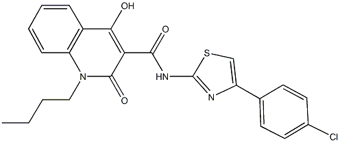 1-butyl-N-[4-(4-chlorophenyl)-1,3-thiazol-2-yl]-4-hydroxy-2-oxo-1,2-dihydro-3-quinolinecarboxamide 结构式