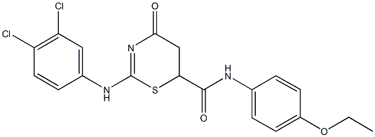 2-(3,4-dichloroanilino)-N-(4-ethoxyphenyl)-4-oxo-5,6-dihydro-4H-1,3-thiazine-6-carboxamide 结构式