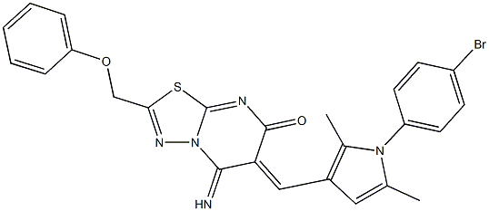 6-{[1-(4-bromophenyl)-2,5-dimethyl-1H-pyrrol-3-yl]methylene}-5-imino-2-(phenoxymethyl)-5,6-dihydro-7H-[1,3,4]thiadiazolo[3,2-a]pyrimidin-7-one 结构式