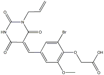 {4-[(1-allyl-2,4,6-trioxotetrahydro-5(2H)-pyrimidinylidene)methyl]-2-bromo-6-methoxyphenoxy}acetic acid 结构式