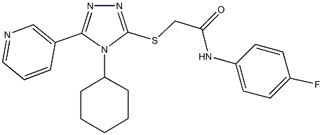 2-{[4-cyclohexyl-5-(3-pyridinyl)-4H-1,2,4-triazol-3-yl]sulfanyl}-N-(4-fluorophenyl)acetamide 结构式